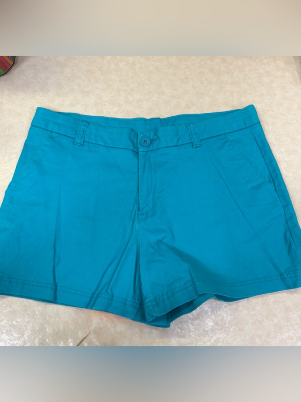 bcg Turquoise flat front chino shorts size 12